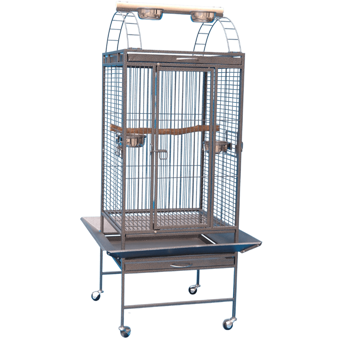 Illustration of Bird Cage With Rope Perches And Outside Access Panels