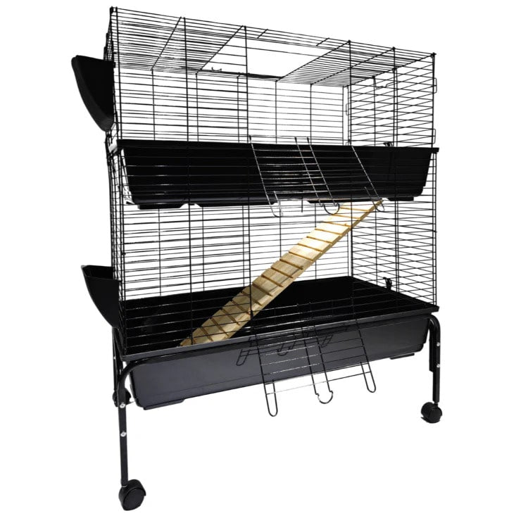 Double Storey Rabbit Hutch Cage 100 cm with Stand (3647-DS) - Bird Cage ...